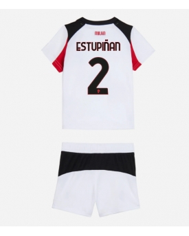 Billige Fotballdrakt AC Milan Pervis Estupinan #2 Replika Bortedraktsett Barn 2025-26 Kortermet (med bukser)